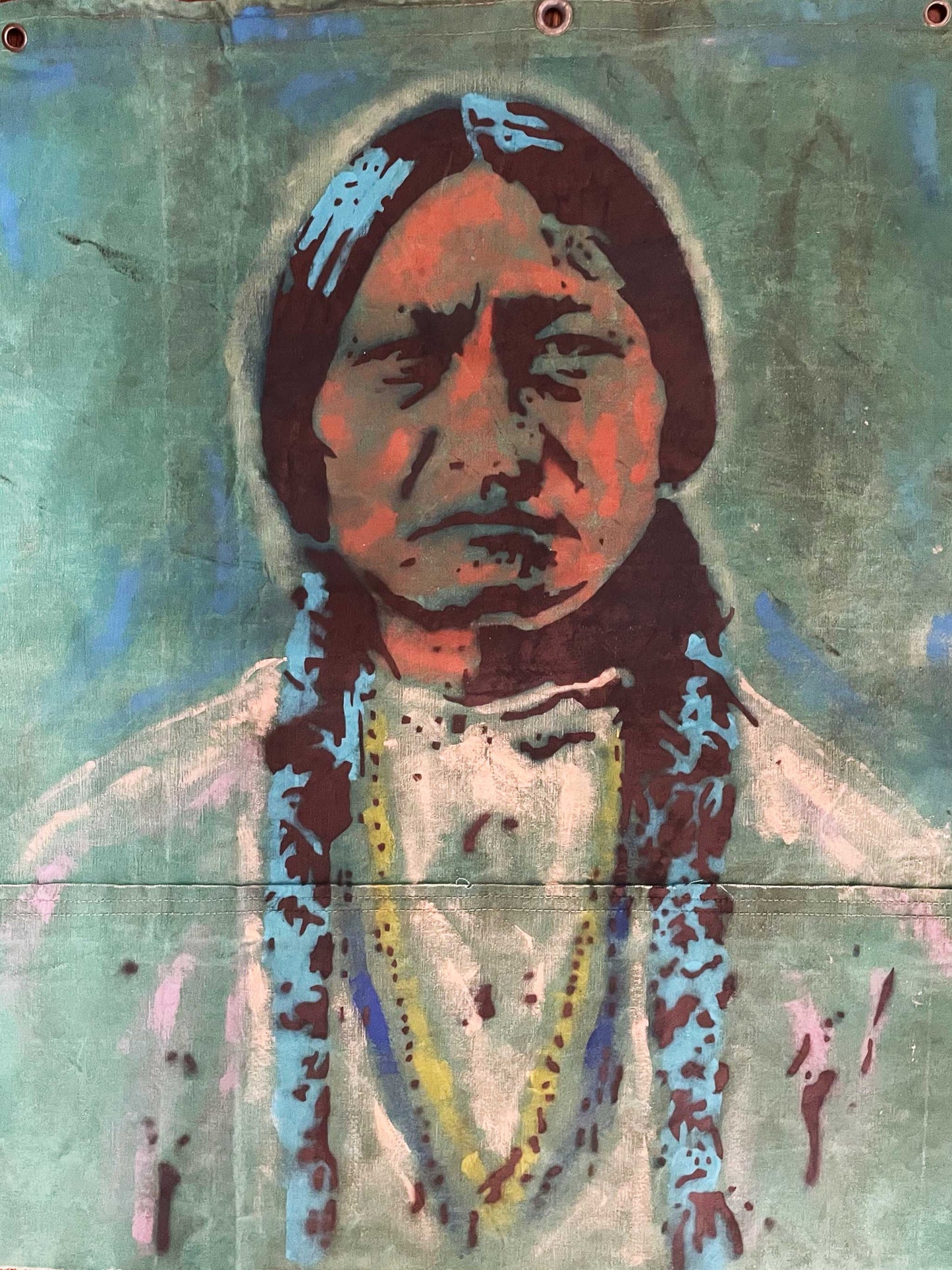 Sitting Bull Stencil on Canvas